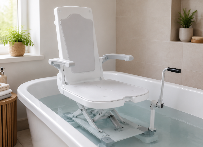 Manual bath lift in the bathtub 浴槽内の手動バスリフト