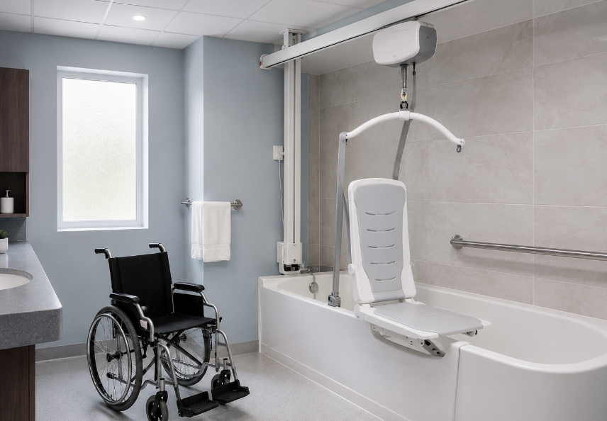 Wall-mounted bath lift in the bathtub 浴槽内に壁掛けバスリフト